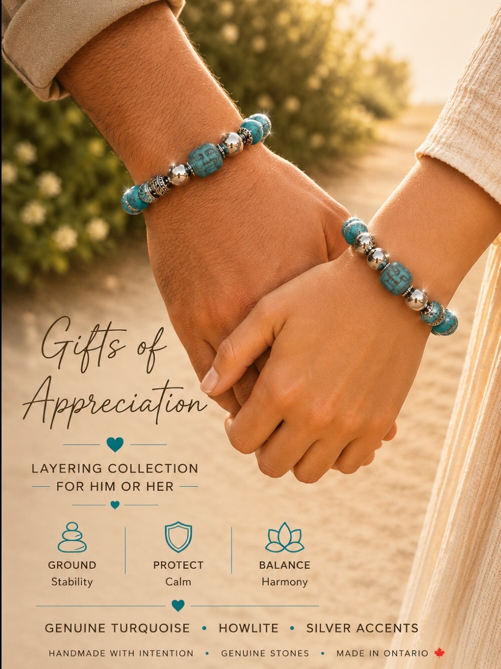2 for $30 Genuine Turquoise & Howlite Buddha Stretch Bracelet
